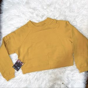 Born Primitive Mustard Unmatched Cropped Crew Neck Sweatshirt size medium